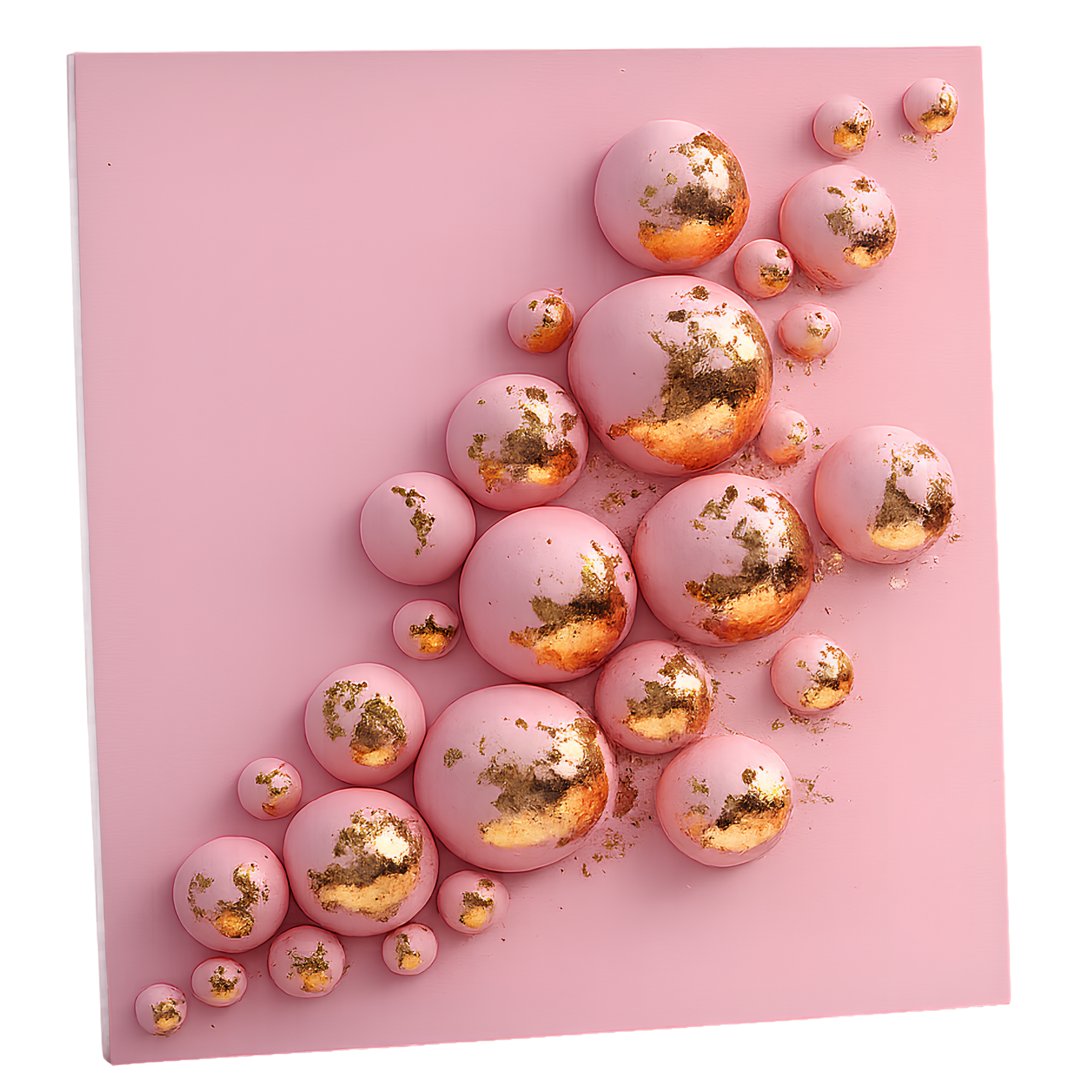 Pink bubble-themed 3D canvas made at a Bubble Brush adults art workshop in Toronto